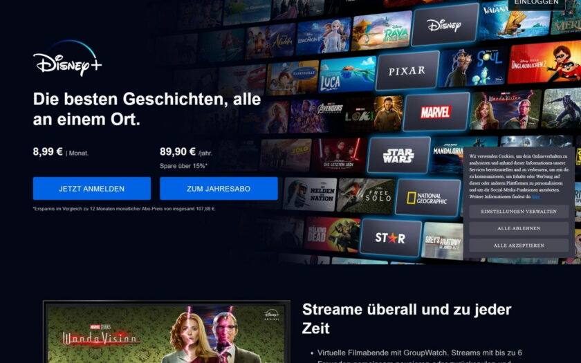 Streaming Dienst Disney Plus